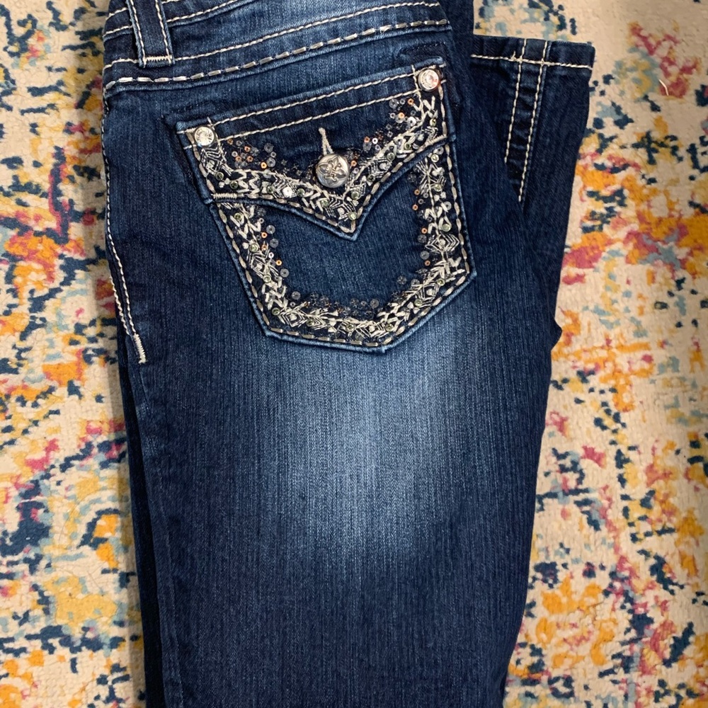 Embellished denim pants